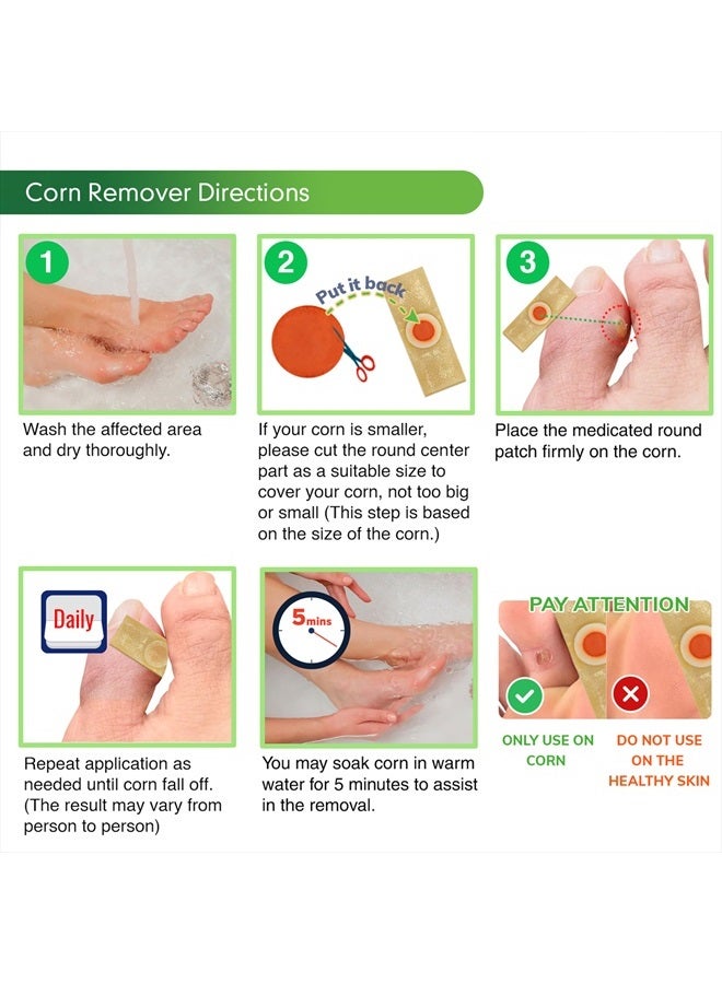 Corn Removers for Feet, 24 Pack, 2 Size Corn Removers for Toe, Foot Corn-Toe Corn-Callus Removal, Corn Remover Feet, 12 Large Size and 12 Small Size Foot Corn Removers, Toes Corn Removal, 24 Pack