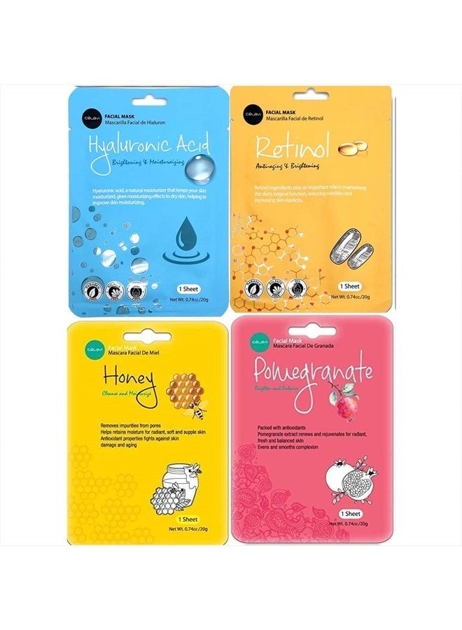 celavi Face Mask Set Korean Beauty Essence Facial Paper Sheet Mask Korea Skin Care Moisturizing 2 Packs of each 12 New flavors K-Beauty Skincare 24 masks in a pack Made in Korea