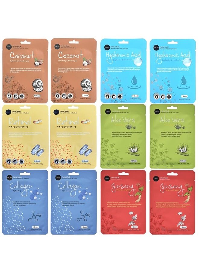 Celavi Collagen Face Sheet Mask K-Beauty Korea Skin Care Moisturizing New D Type- 12 Sheets