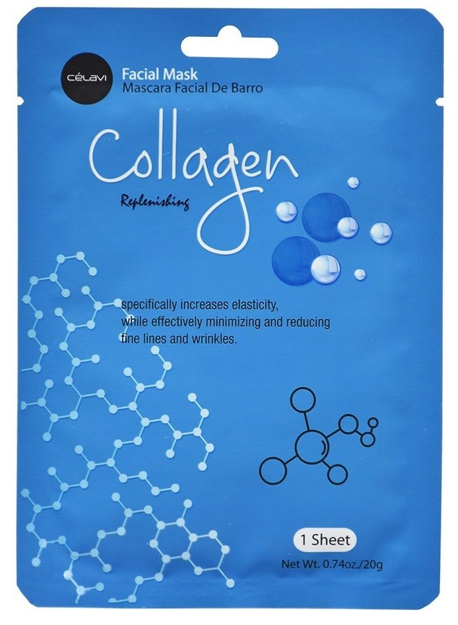 Celavi Collagen Face Sheet Mask K-Beauty Korea Skin Care Moisturizing New D Type- 12 Sheets