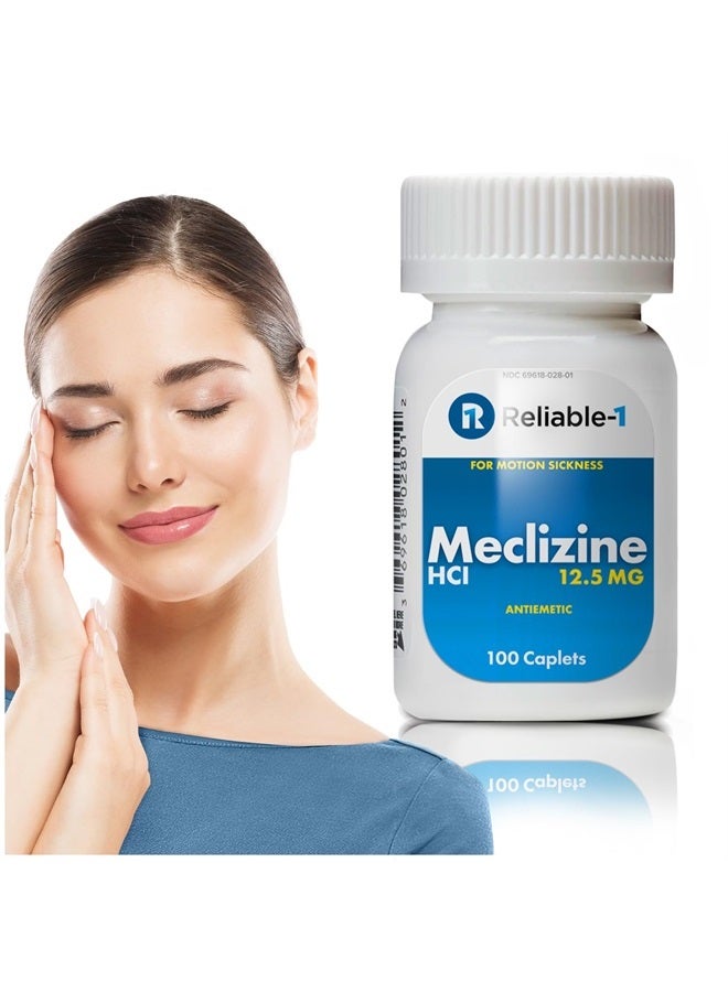 Meclizine HCL 12.5 mg Caplets - Prevent Nausea, Vomiting, and Dizziness Caused by Motion Sickness (100 Caplets, 1 Bottle)