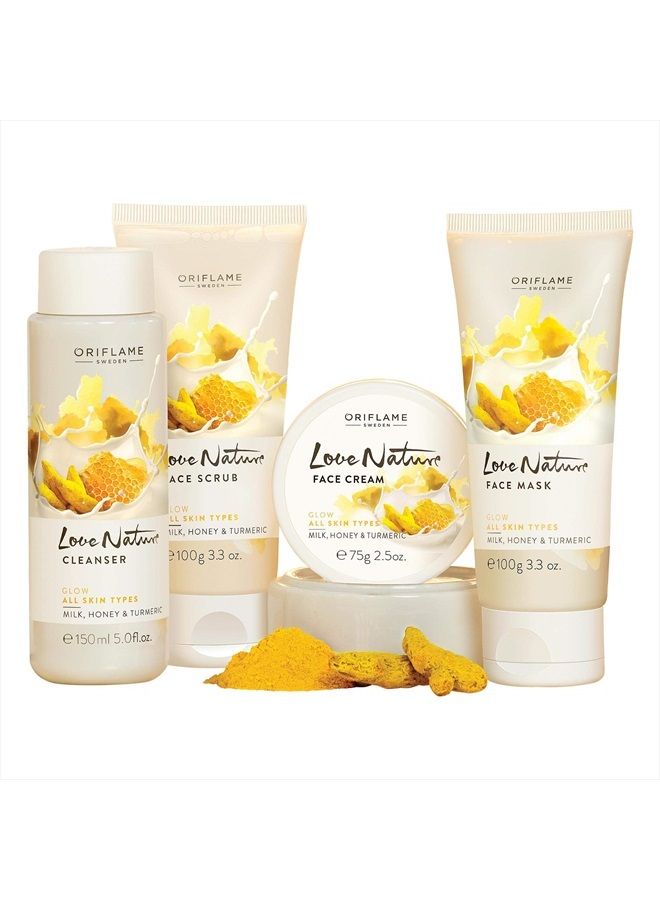 Love Nature Facial Kit- Glow With Turmeric, Milk & Honey For All Skin Types & All Ages 4 pcs. 35524