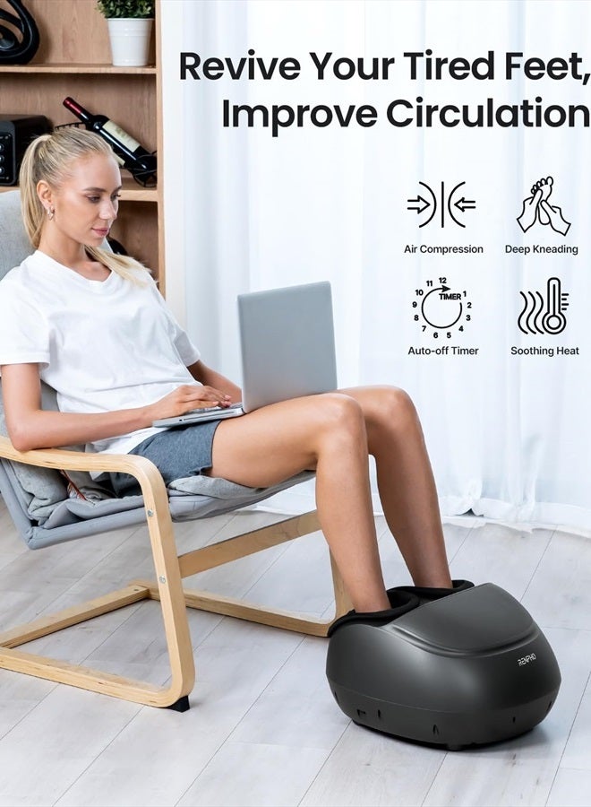 Foot Massager Machine with Heat Shiatsu Deep Kneading, Delivers Relief for Tired Muscles and Plantar Fasciitis, Fits Feet Up to Men Size 12(Black)