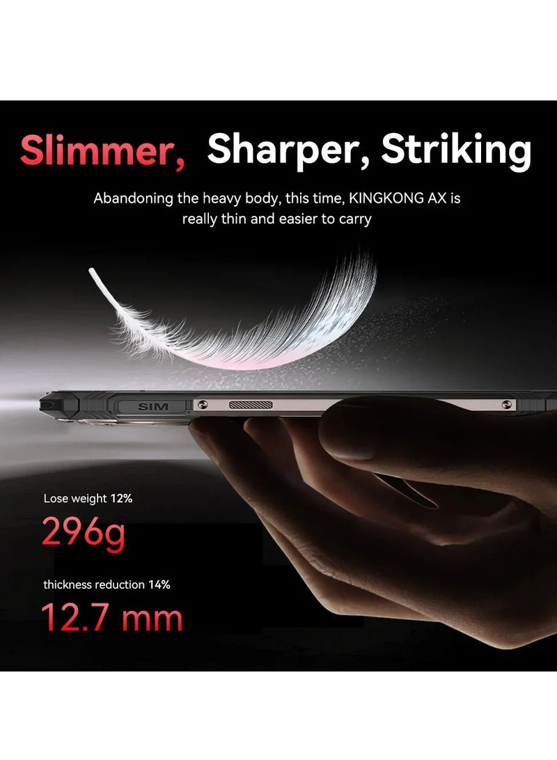 KINGKONG AX Rugged Mobile Phone 6.583Inch FHD+ Dual Screen Octa Core 12GB+256GB Android 14 100MP 5100mAh 33W Fast Charge 4G Dual Sim NFC - Black
