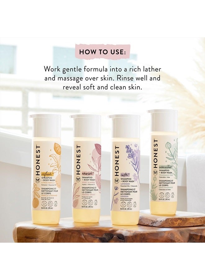 2-in-1 Cleansing Shampoo + Body Wash | Gentle for Baby | Naturally Derived, Tear-free, Hypoallergenic | Sweet Almond Nourish, 18 fl oz