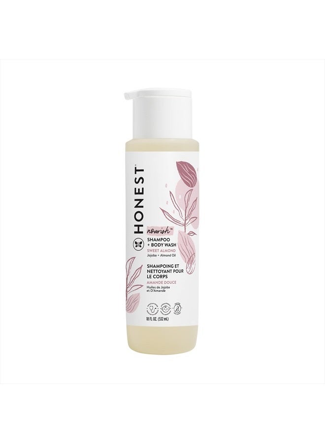 2-in-1 Cleansing Shampoo + Body Wash | Gentle for Baby | Naturally Derived, Tear-free, Hypoallergenic | Sweet Almond Nourish, 18 fl oz