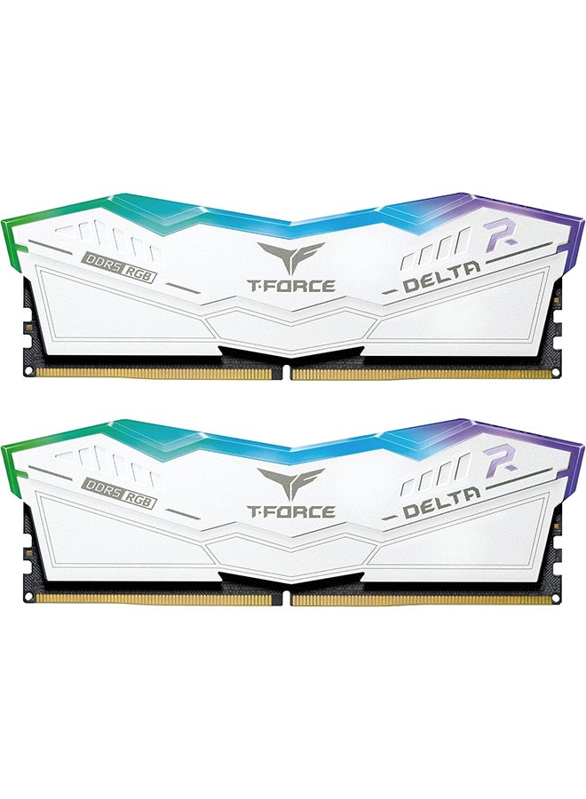 T-Force Delta RGB White 64GB (2x 32GB) DDR5 6000 Desktop Memory, 288-Pin PC RAM, 38 CAS Latency, Intel XMP 3.0 Chipset, White | FF3D564G6000HC38ADC01