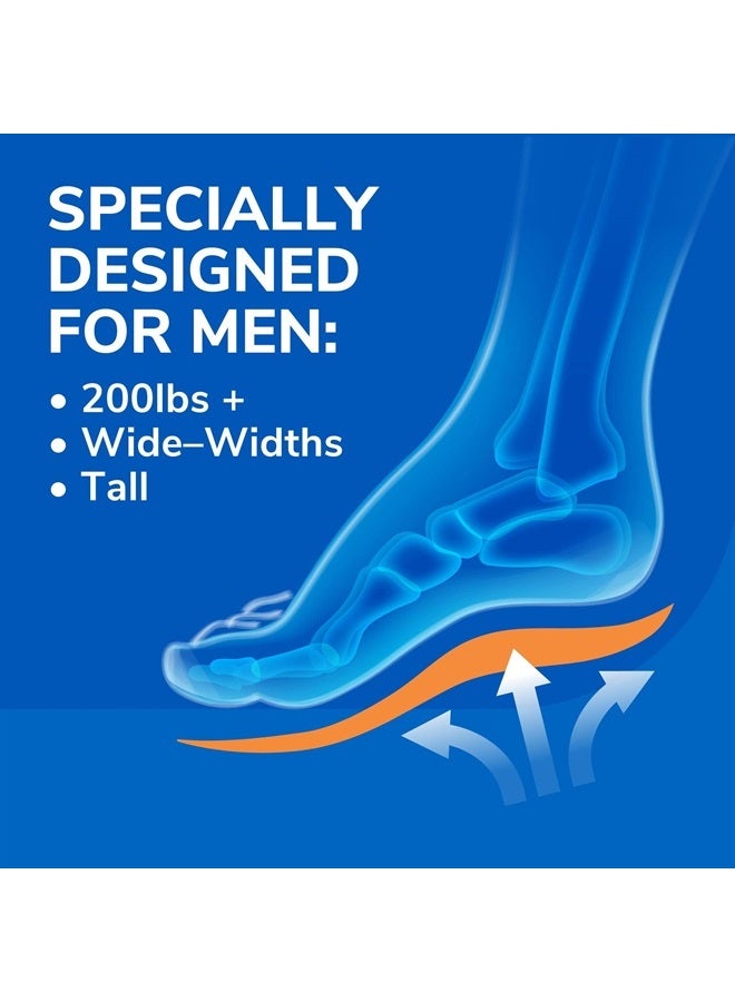 Extra Support Insoles Superior Shock Absorption and Reinforced Arch Support for Big & Tall Men to Reduce Muscle Fatigue So You Can Stay on Your Feet Longer (for Men's 8-14)
