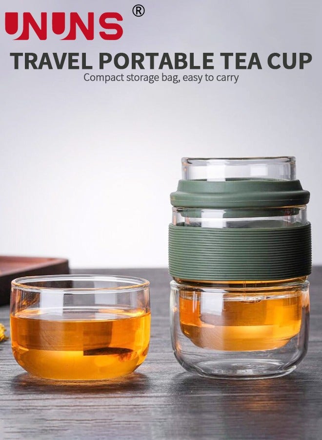 Glass Tea Infuser,Double Wall Glass Travel Mug With Removable Tea Infuser,Portable Tea Tumbler Bottle Mug For Office Home Travel