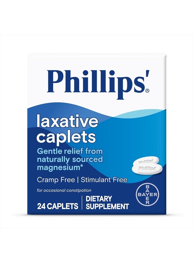 Laxative Caplets, With Naturally Sourced Magnesium Supplement for Gentle Relief of Occasional Constipation, Cramp and Stimulant Free Laxatives, 100 Caplets