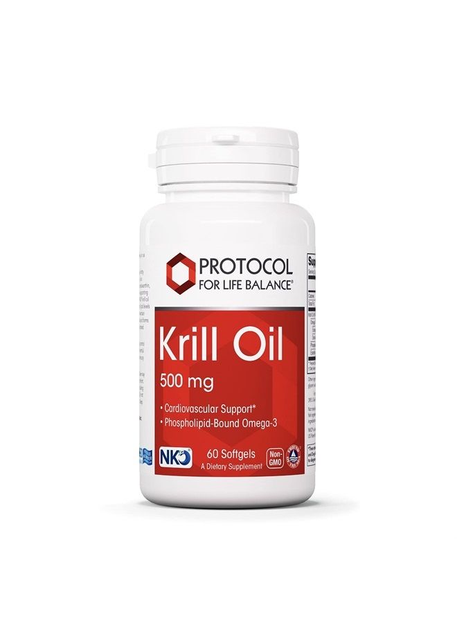 Protocol Krill Oil 500mg - Omega-3 Support for Heart, Brain, and Joints - 60 Softgels