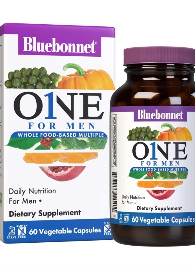 Nutrition One for Men Whole Food-Based Multiple, Daily Nutrition*, Non-GMO, Vegetarian Friendly, Kosher, Gluten-Free, Soy-Free, Dairy-Free, Iron Free, 60 Vegetable Capsules, 60 Servings