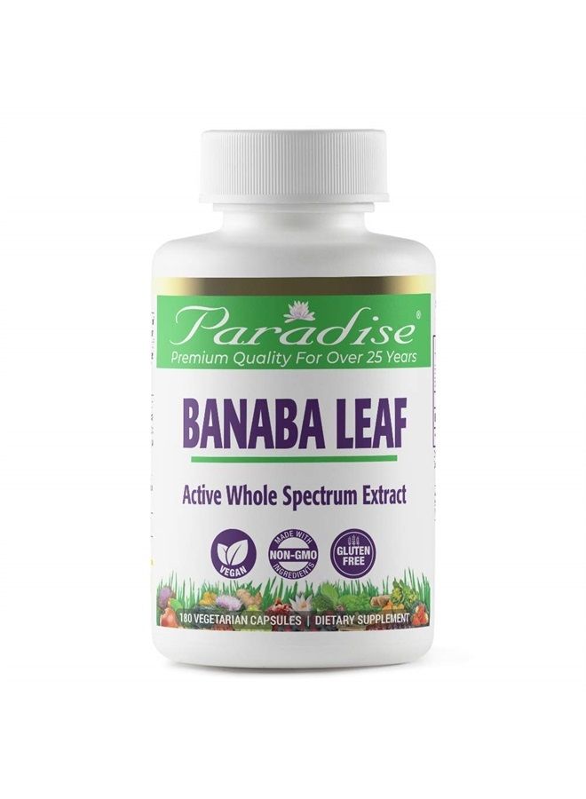 Banaba Leaf Extract, 250mg Vegan Supplement, Non GMO, Gluten Free, 180 Vegetarian Capsules