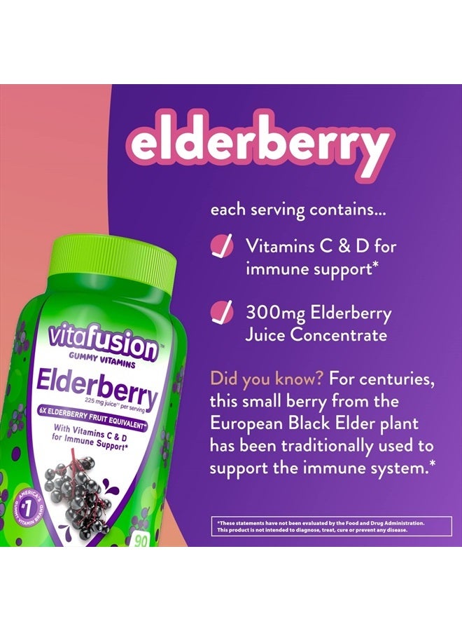 Elderberry Gummy Vitamins, 90ct Elderberry Gummy Vitamins, Chewables, 90 Count