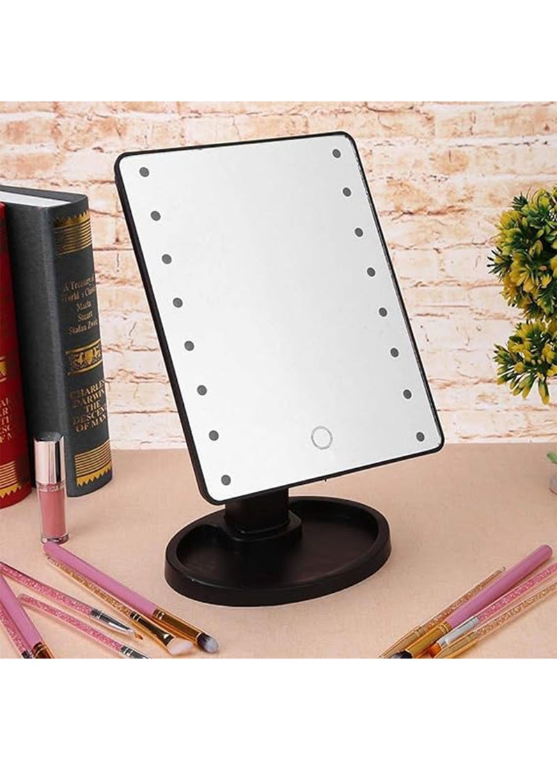 Lights Table Makeup Mirror LED Makeup Vanity Mirror Black with Touch Switch Three Brightness