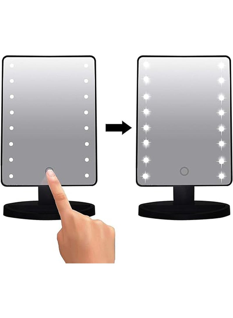 Lights Table Makeup Mirror LED Makeup Vanity Mirror Black with Touch Switch Three Brightness