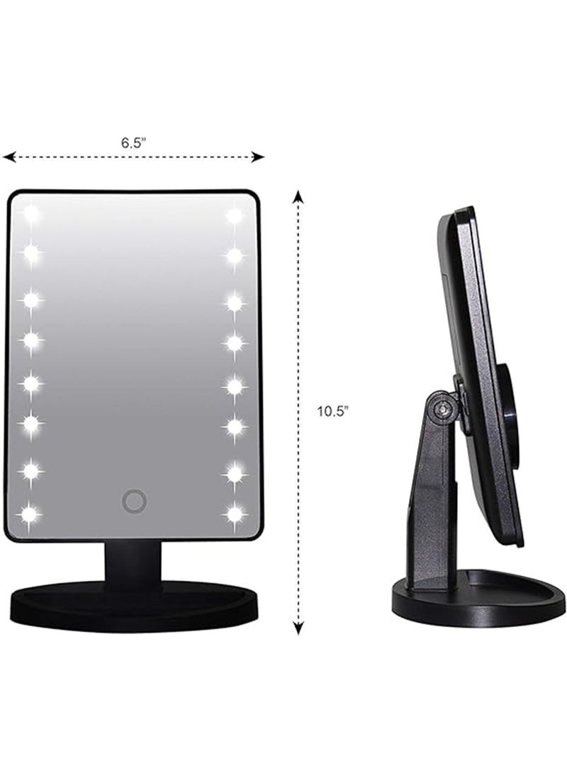 Lights Table Makeup Mirror LED Makeup Vanity Mirror Black with Touch Switch Three Brightness
