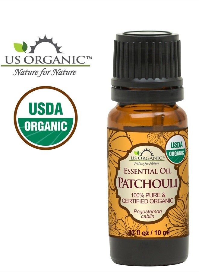 100% Pure Patchouli Essential Oil - USDA Certified Organic, Steam Distilled - W/Euro droppers (More Size Variations Available) (10 ml / .33 fl oz)