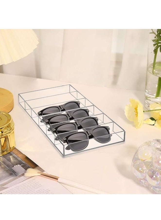 Sunglasses Organizer, 6 Slot Clear Eyeglasses Storage Case, Stackable Eyewear Display Tray for Sunglasses, Fashion Eye Wear, Protective Glasses