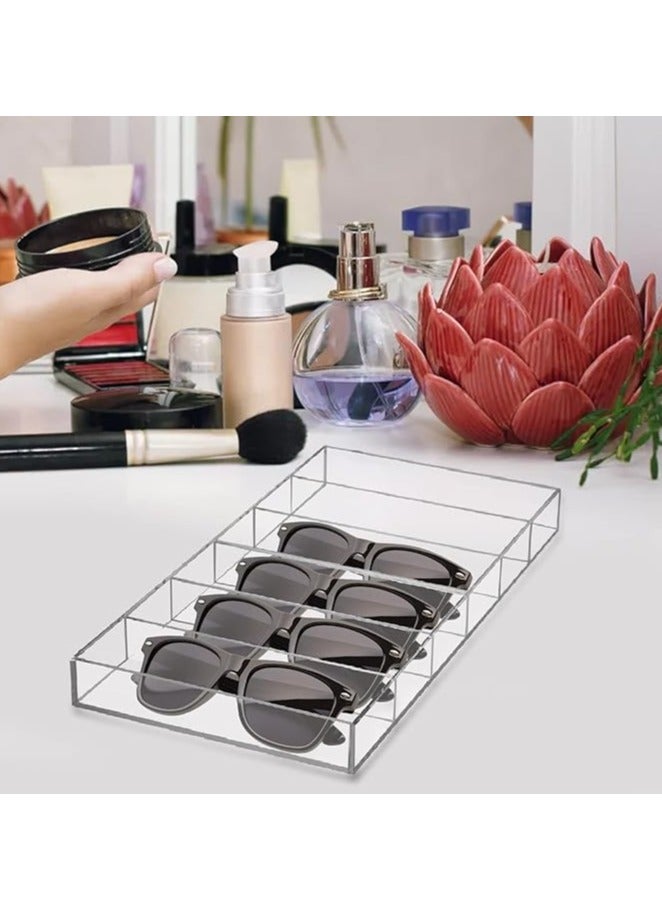 Sunglasses Organizer, 6 Slot Clear Eyeglasses Storage Case, Stackable Eyewear Display Tray for Sunglasses, Fashion Eye Wear, Protective Glasses
