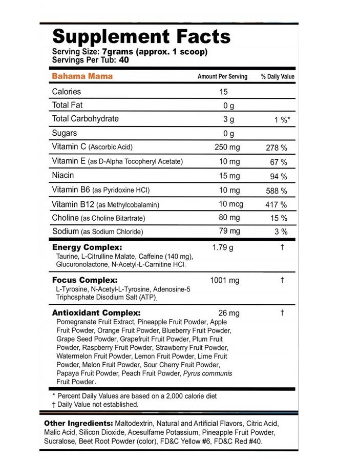 Roman Atwood Energy Powder, Sugar Free, Clean Caffeine Focus Supplement, Water Mix, Orange, Coconut & Pineapple Flavor, Focus Amino, Vitamin + Antioxidants Blend - 9.8 oz (40 Servings)