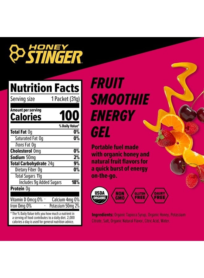 Energy Gel Variety Pack | 5 Packs Each of Gold and Organic Fruit Smoothie Gluten Free & Caffeine for All Exercises Sports Nutrition Home Gym, Pre Mid Workout