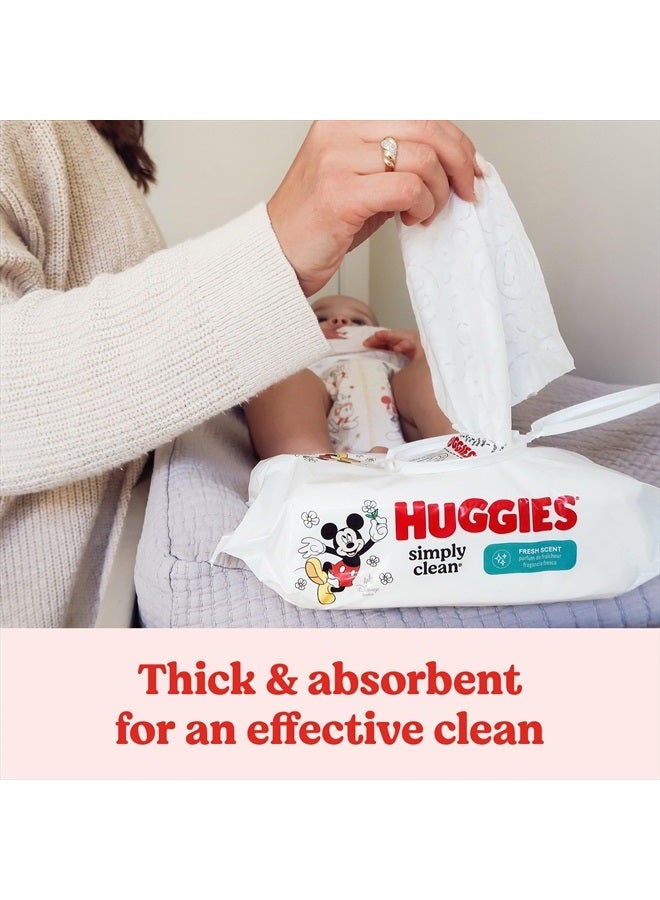 Huggies Simply Clean Fresh Scent Baby Wipes, 3 Flip-Top Packs of 64 (192 Wipes Total)
