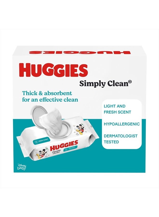 Huggies Simply Clean Fresh Scent Baby Wipes, 3 Flip-Top Packs of 64 (192 Wipes Total)