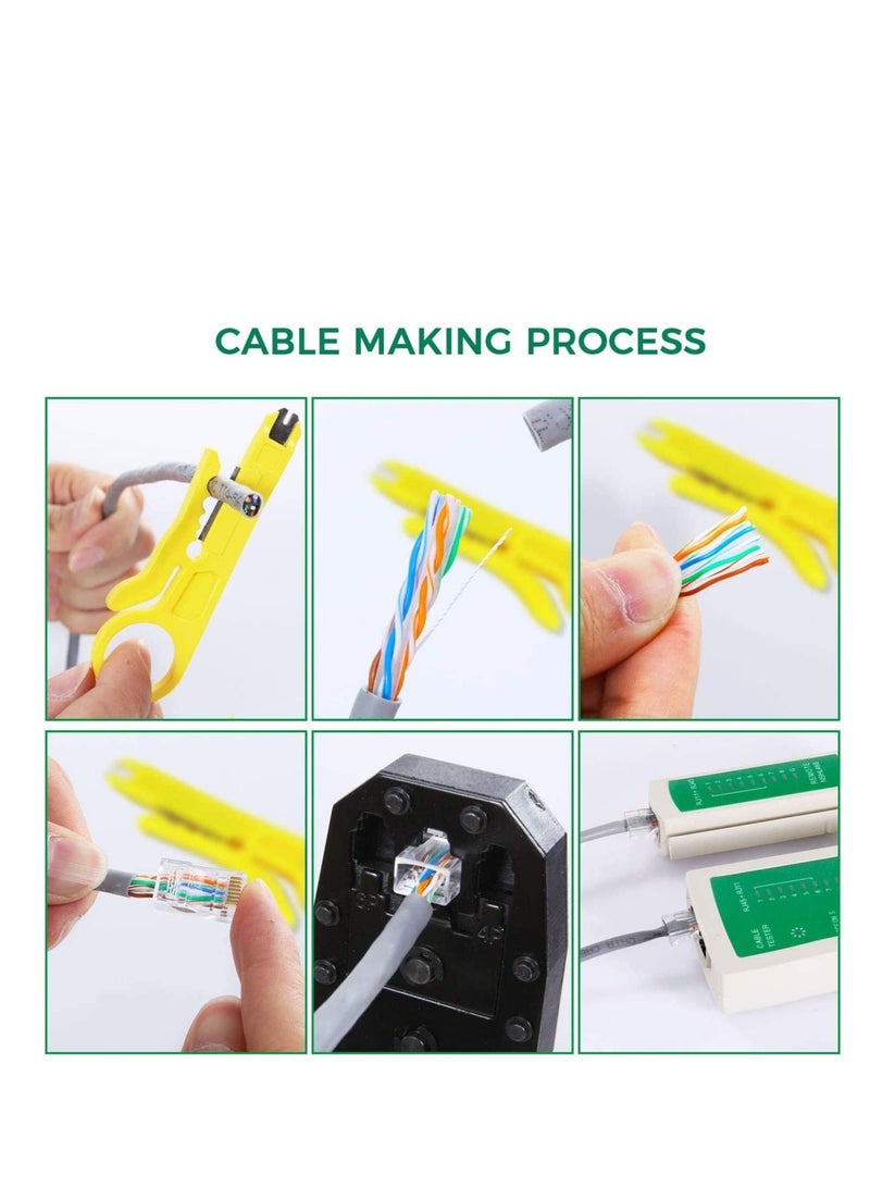 RJ45 Crimper Network Tool Kit, Cable Repair Maintenance Kit CAT5 CAT5e CAT6 Cable Tester Crimp Wire Stripper Ethernet Kit, Punch Down Tool with RJ11/RJ12/RJ45 Connectors