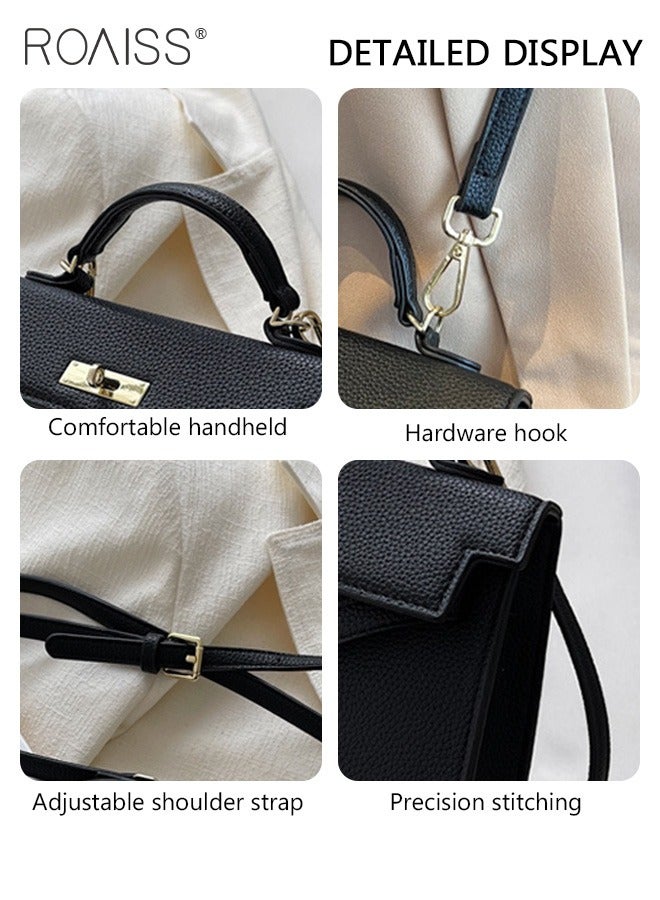 Retro Handle Satchel with Detachable Strap for Women Casual Shoulder Kelly Bag Ladies Crossbody Bags with Lock Closure