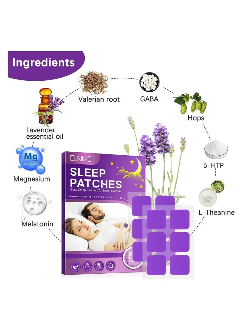 Deep Sleep Patches for Adults, 60 Pcs Sleep Aid Pads, Natural Sleeping Stickers to Improve Sleep Quality, Skin-Friendly Patches Last All Night, Sleep Aid Patches for Men and Women