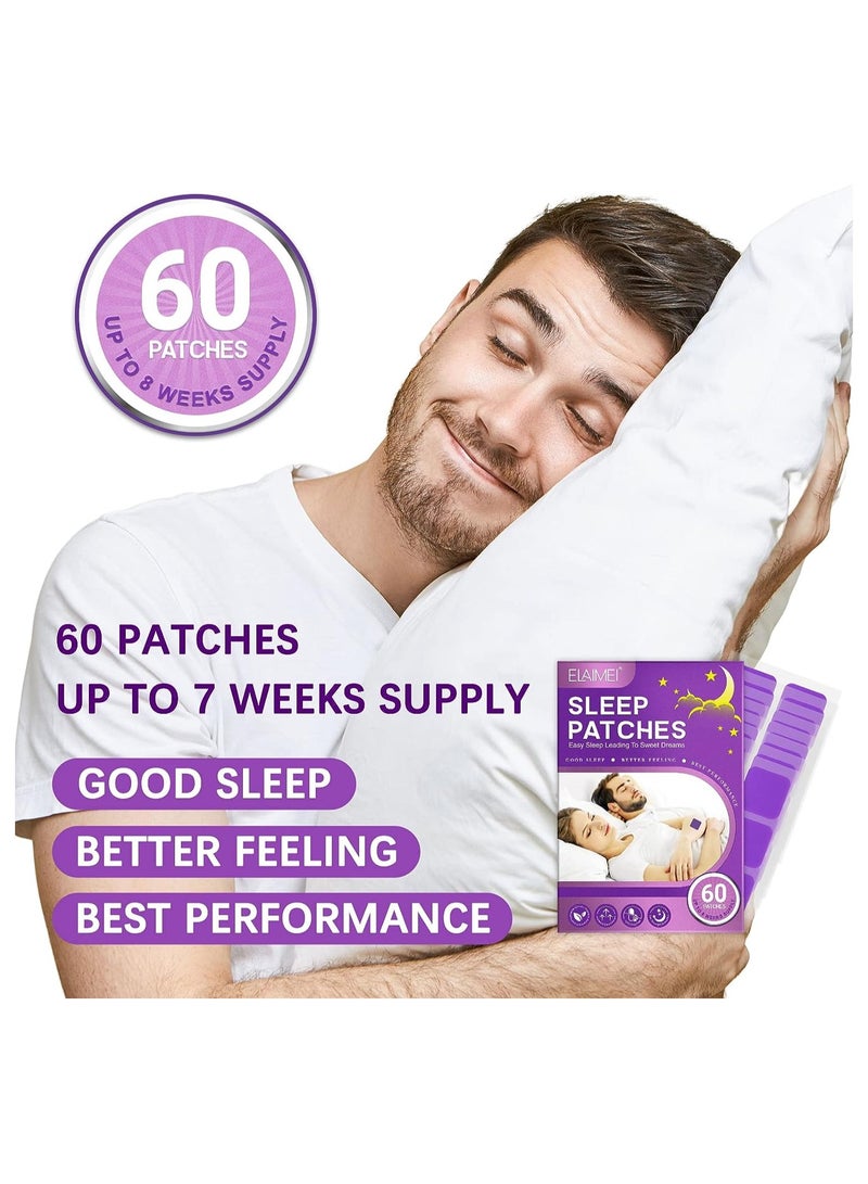 Deep Sleep Patches for Adults, 60 Pcs Sleep Aid Pads, Natural Sleeping Stickers to Improve Sleep Quality, Skin-Friendly Patches Last All Night, Sleep Aid Patches for Men and Women