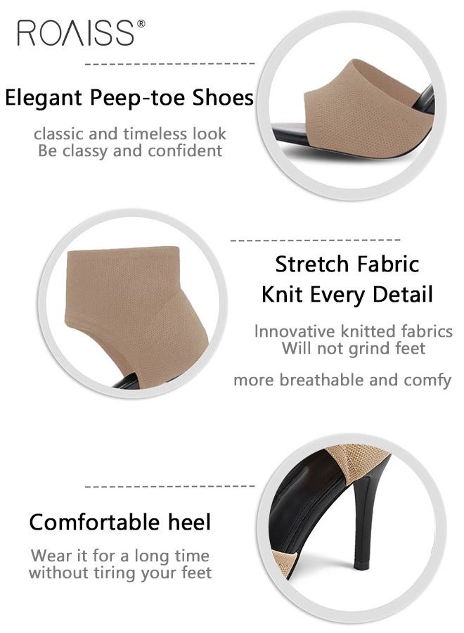 Minimalist Stiletto Heeled Shoes for Women Ankle Strap Sandals Ladies Elegant Peep Toe High Heels Heighting and Slimmming Woven Shoe