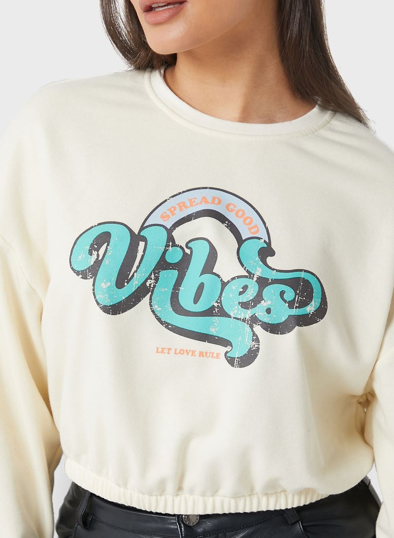 Slogan Knitted Sweatshirt