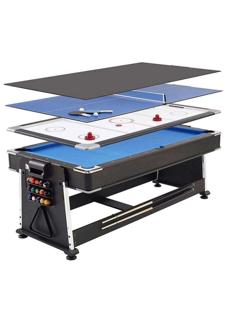 Multi Game Table 3 in 1 Multi Game Table Games with Billiards Table Tennis Hockey Table7ft Blue