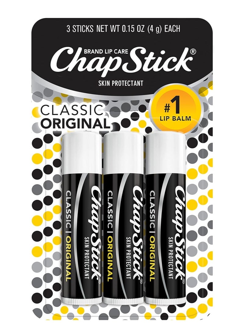 ChapStick Classic Original Lip Balm Tubes, Lip Care - 0.15 Oz (Pack of 3)