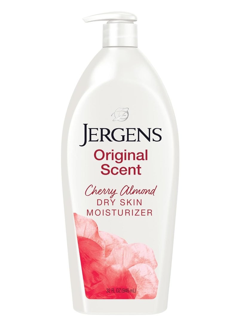 Jergens Original Scent Dry Skin Lotion, Body and Hand Moisturizer for Long Lasting Skin Hydration, with HYDRALUCENCE blend and Cherry Almond Essence, 32 Ounce