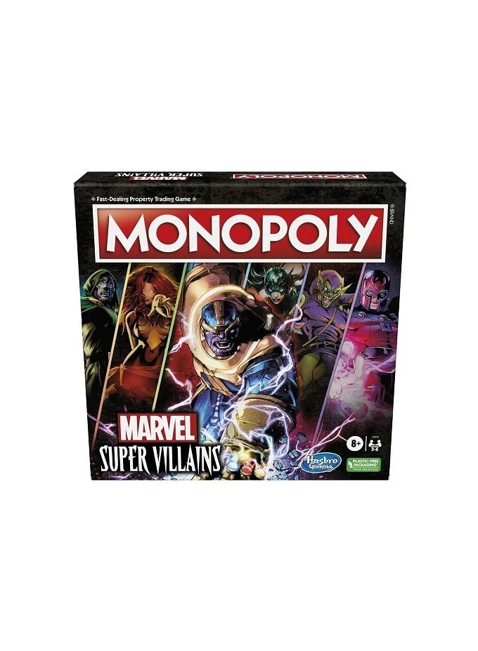 Monopoly: Marvel Super Villains Edition Board Game – Family Fun for Kids Ages 8+ | 2-6 Players Marvel Game | Supervillains Themed Monopoly | Strategy & Adventure Game for Marvel Fans | Classic Board Game with Marvel Characters | Ideal Family Game Night for Kids & Teens