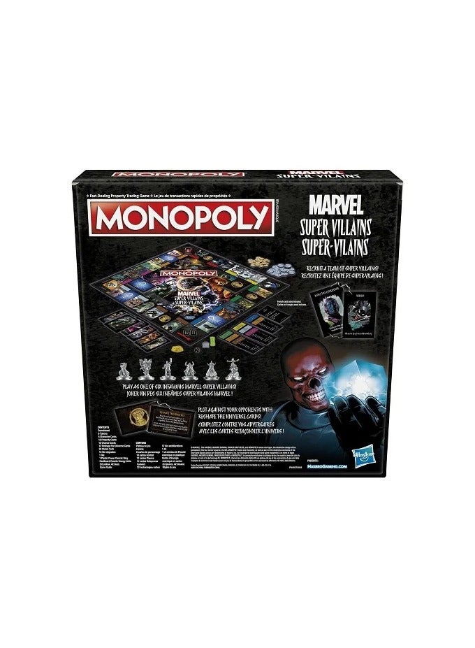 Monopoly: Marvel Super Villains Edition Board Game – Family Fun for Kids Ages 8+ | 2-6 Players Marvel Game | Supervillains Themed Monopoly | Strategy & Adventure Game for Marvel Fans | Classic Board Game with Marvel Characters | Ideal Family Game Night for Kids & Teens