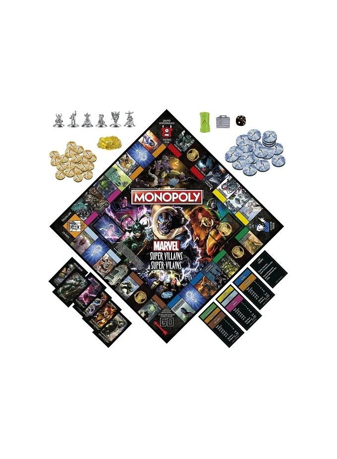 Monopoly: Marvel Super Villains Edition Board Game – Family Fun for Kids Ages 8+ | 2-6 Players Marvel Game | Supervillains Themed Monopoly | Strategy & Adventure Game for Marvel Fans | Classic Board Game with Marvel Characters | Ideal Family Game Night for Kids & Teens