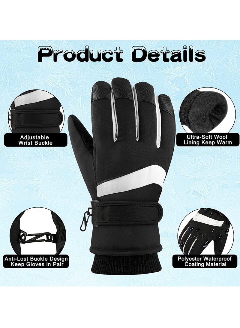 Snow Ski Gloves Waterproof, Ski Gloves Women -30°F Waterproof Winter Gloves Touchscreen Snow Gloves Women Men Warm Windproof Snowboard Gloves for Cold Weather (L)