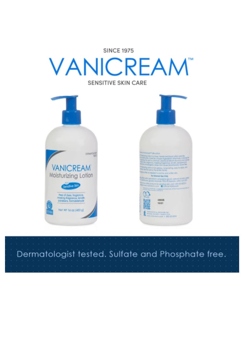 Vanicream Moisturizing Lotion with Pump Dispenser - 16 fl oz (1 lb) – Formulated Without Common Irritants for Those with Sensitive Skin