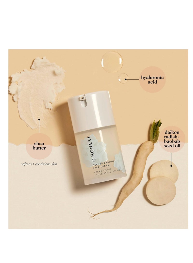 Honest Beauty Deep Hydration Face Cream for All Skin Types | Supports Natural Moisture Barrier | Shea Butter + Baobab Seed Oil | EWG Verified + Cruelty Free | 1.7 fl oz
