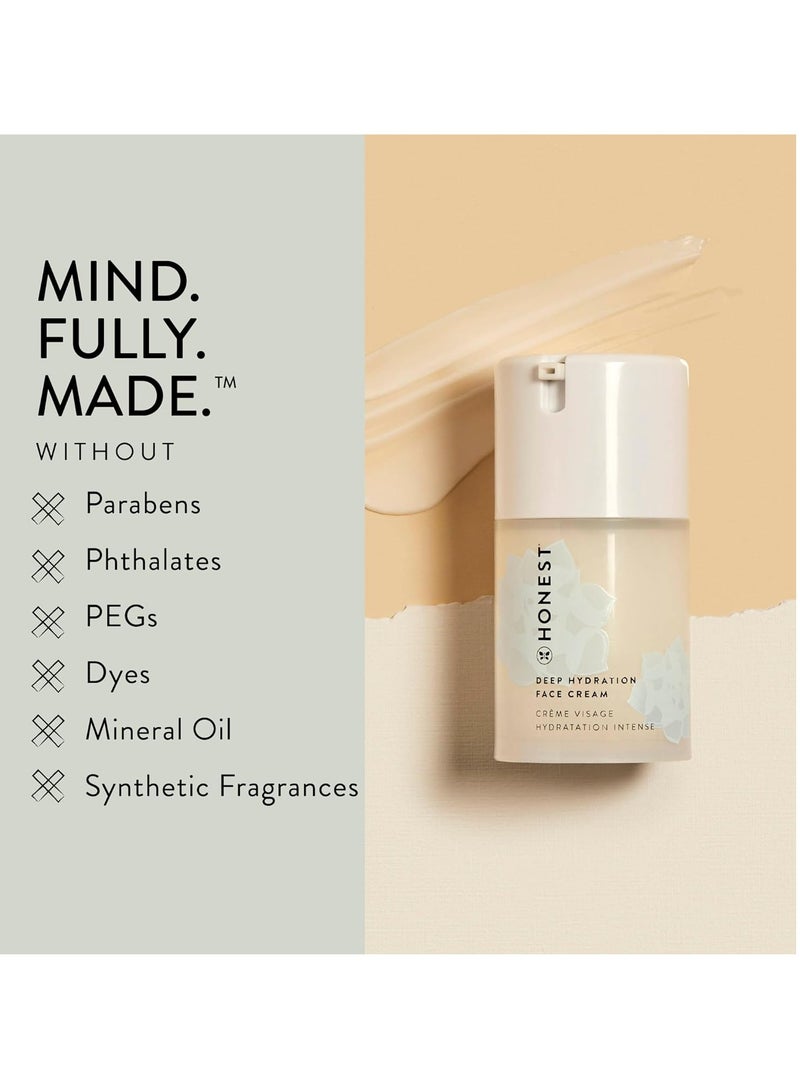 Honest Beauty Deep Hydration Face Cream for All Skin Types | Supports Natural Moisture Barrier | Shea Butter + Baobab Seed Oil | EWG Verified + Cruelty Free | 1.7 fl oz
