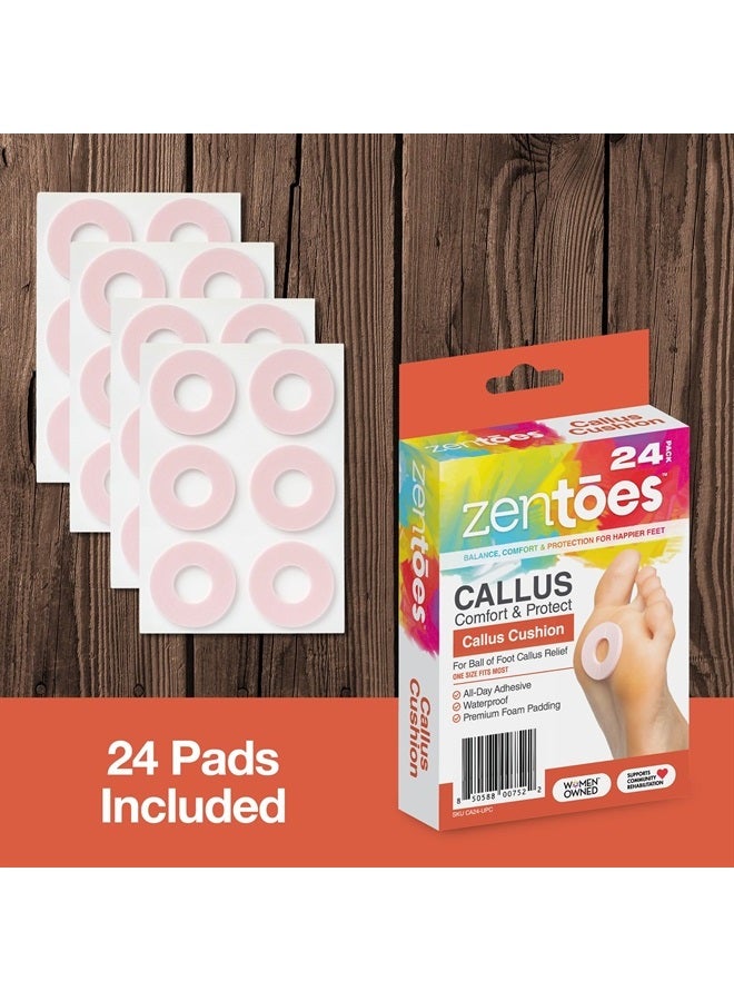 Callus Cushions Round Foam Padding with Water-Resistant Self-Stick Adhesive, Protects Foot, Heel and Toes from Rubbing and Friction, Pain Relief from Shoe Pressure (24 Count)