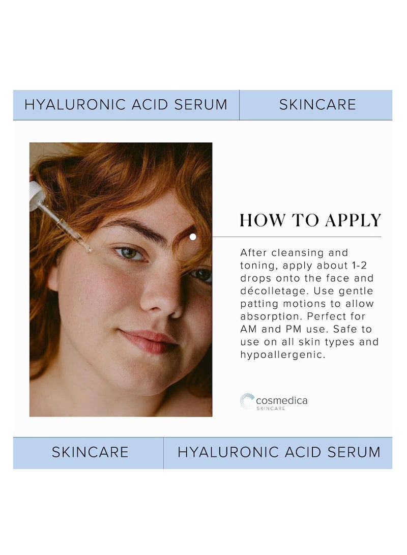 Hyaluronic Acid Serum for Skin 100% Pure Anti Aging Serum Intense Hydration Moisture Non greasy Paraben free, Wrinkle Reducing and Brightening Serum (Pro Formula) 2oz