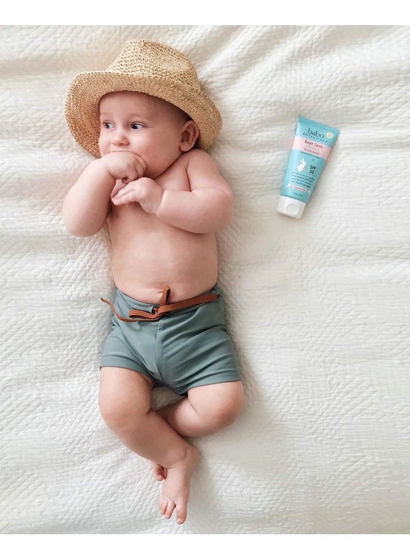 Babo Botanicals Sensitive Baby Mineral Sunscreen Lotion SPF50 - Natural Zinc Oxide - Face & Body - Fragrance-Free - Water-Resistant - EWG Verified - Vegan - Extra Sensitive Skin - For Babies & Kids