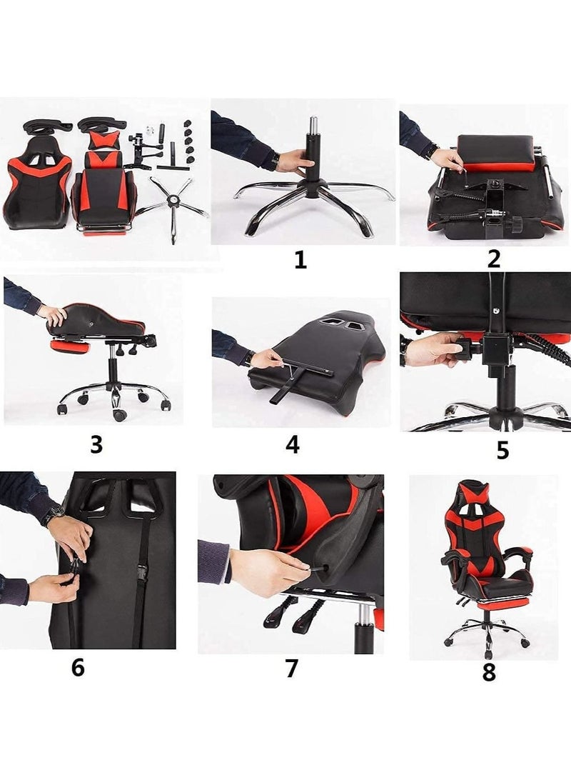 COOLBABY Gaming Chair Racing Style Office Chair Durable Leather Seat 360° Gaming Chair Upto 120 Kg