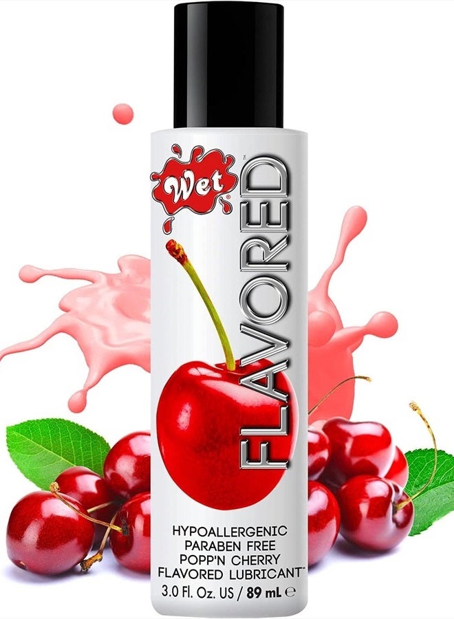 Flavored Popp'n Cherry Edible Lube, Premium Personal Lubricant, 3 Ounce, for Men, Women and Couples, Ideal for Foreplay, Paraben Free, Gluten Free, Stain Free, Sugar Free, Hypoallergenic