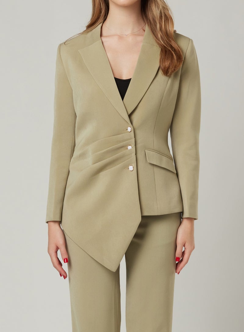 Sage Pleated Two-piece Suit Set with pants